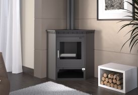 Poêle à bois double combustion bûcher et grille de cuisson 11 kW – M-102