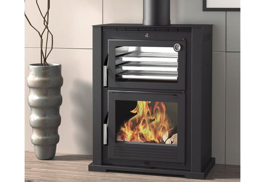 Poêle à bois double combustion avec four en acier Etna – 9,5 kW